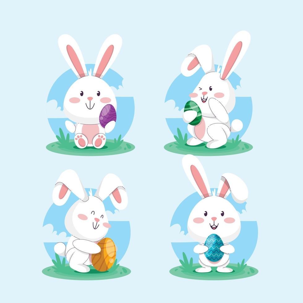 Happy Bunny Charakter mit Ei Ostern vektor