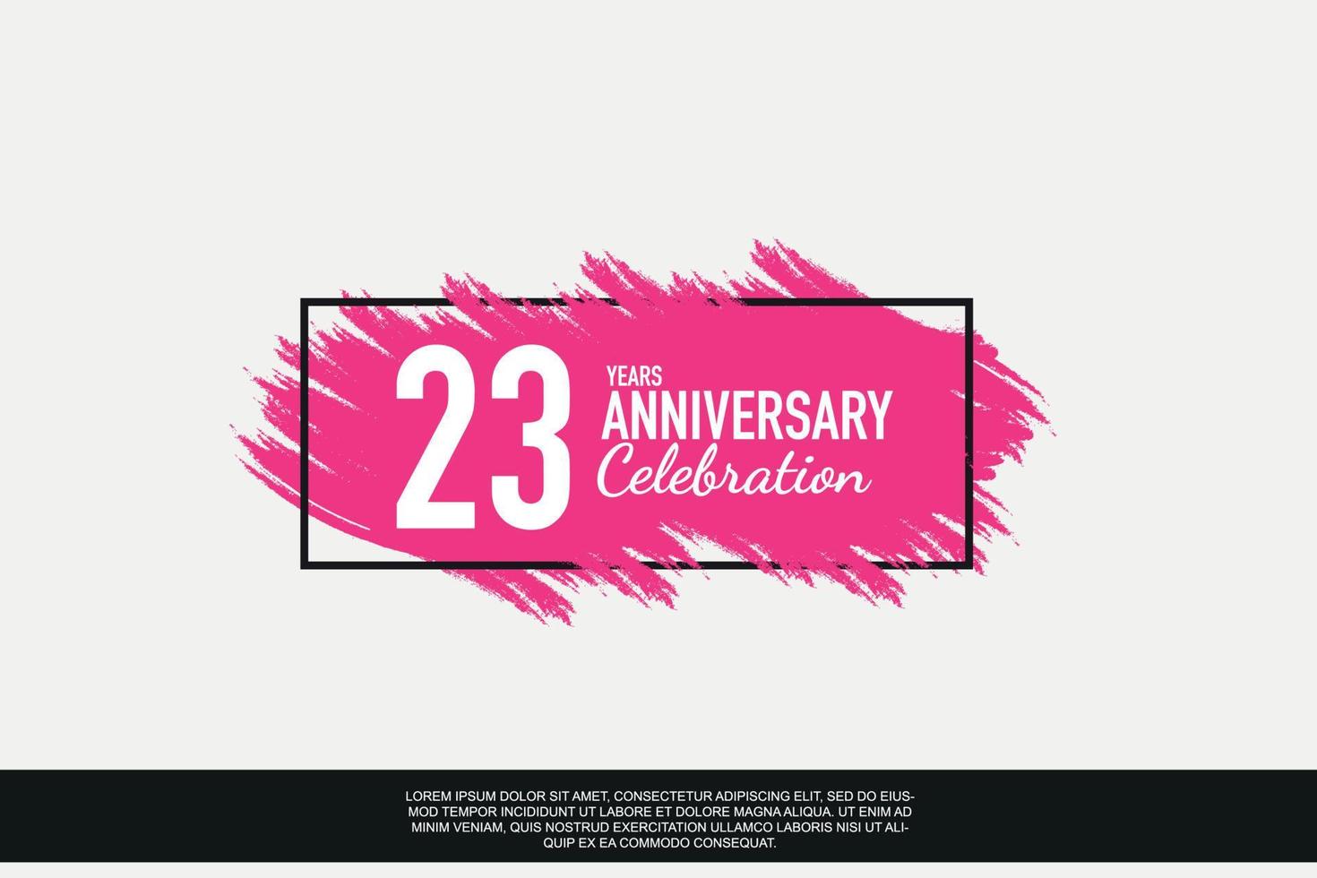 23 Jahr Jahrestag Feier Vektor Rosa Design im schwarz Rahmen auf Weiß Hintergrund abstrakt Illustration Logo