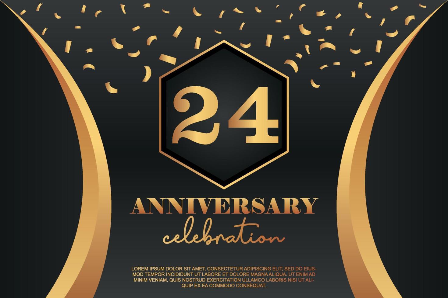 24:e årsdag firande logotyp med gyllene färgad vektor design för hälsning abstrakt illustration