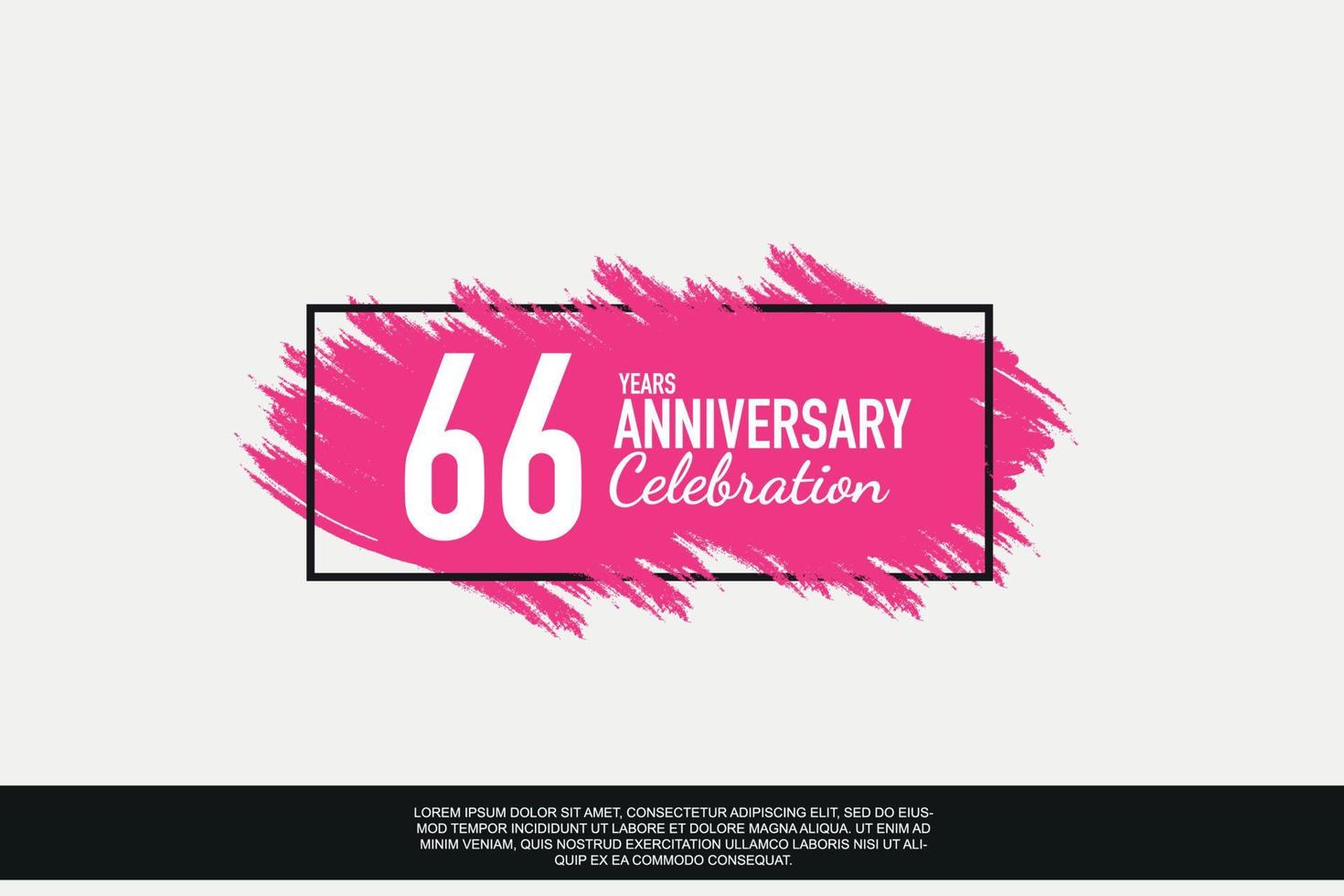 66 Jahr Jahrestag Feier Vektor Rosa Design im schwarz Rahmen auf Weiß Hintergrund abstrakt Illustration Logo