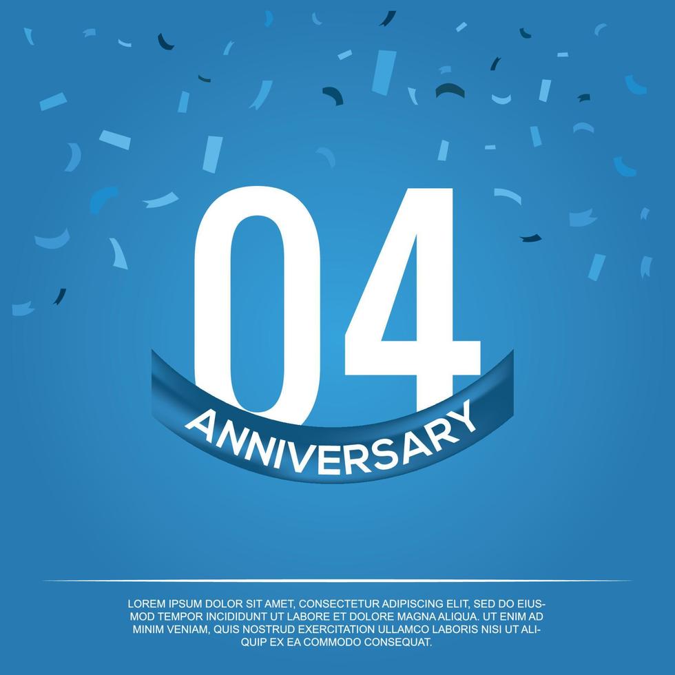 04:e årsdag firande vektor design med vit Färg tal och vit Färg font på blå Färg bakgrund abstrakt
