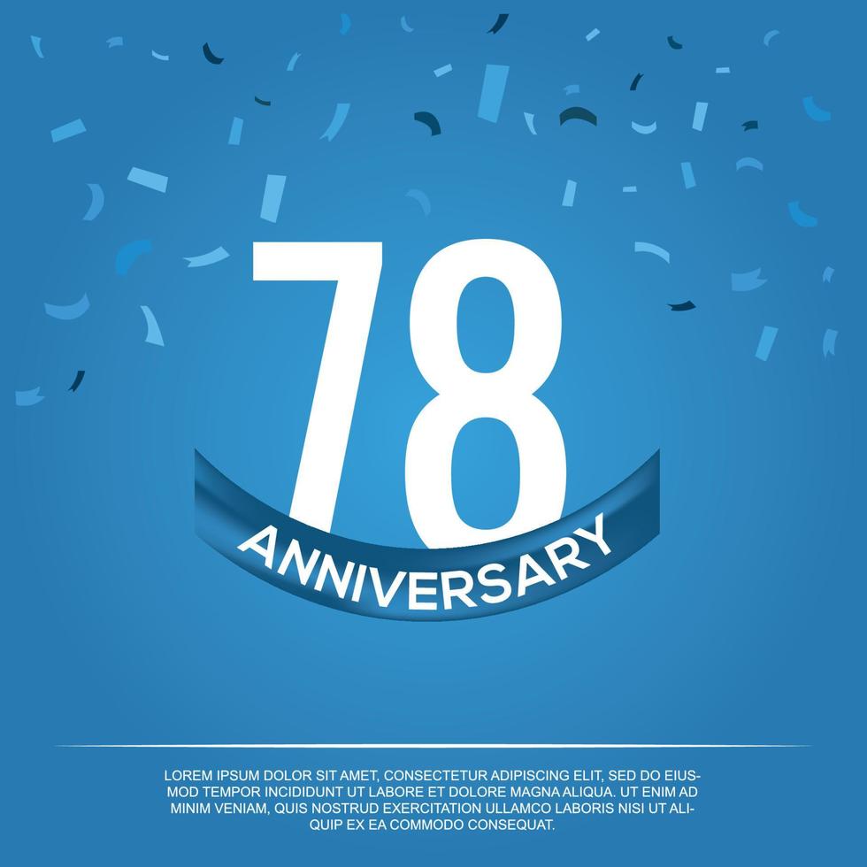 78 .. Jahrestag Feier Vektor Design mit Weiß Farbe Zahlen und Weiß Farbe Schriftart auf Blau Farbe Hintergrund abstrakt