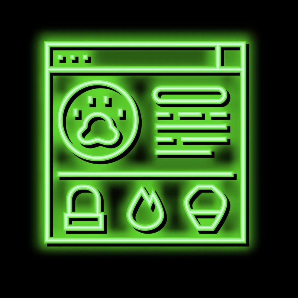 Bedienung Haustier Beerdigung Neon- glühen Symbol Illustration vektor