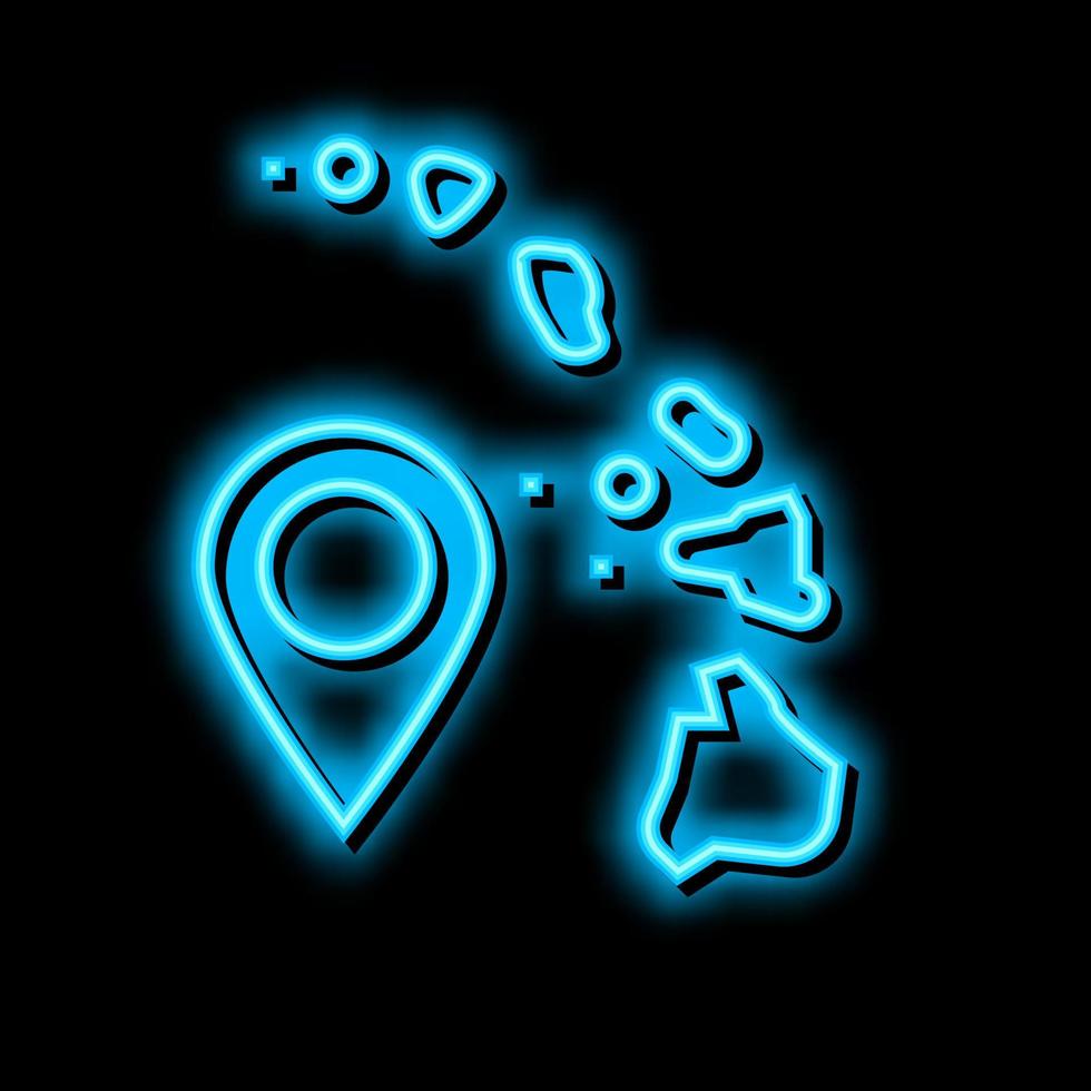 ö hawaii Karta plats neon glöd ikon illustration vektor