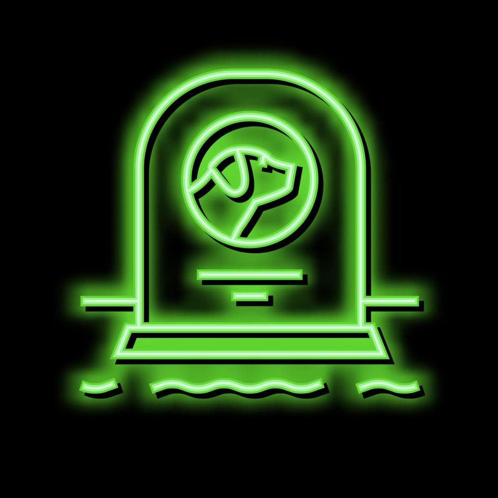 hund död- sällskapsdjur monument neon glöd ikon illustration vektor