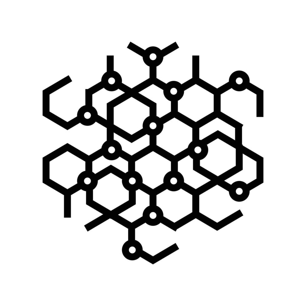 teknologi molekyl strukturera linje ikon vektor illustration