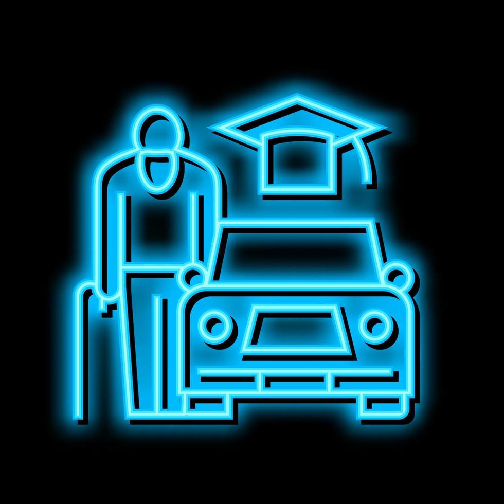 Fahren Lektionen zum Senioren Neon- glühen Symbol Illustration vektor