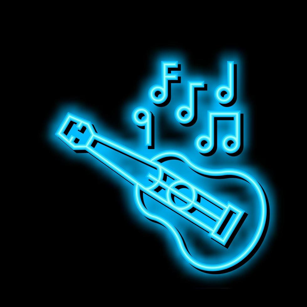 ukulele hawaii musiker instrument neon glöd ikon illustration vektor