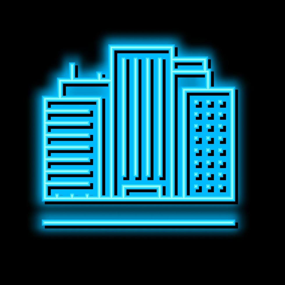 Land von hoch erhebt euch Gebäude Neon- glühen Symbol Illustration vektor