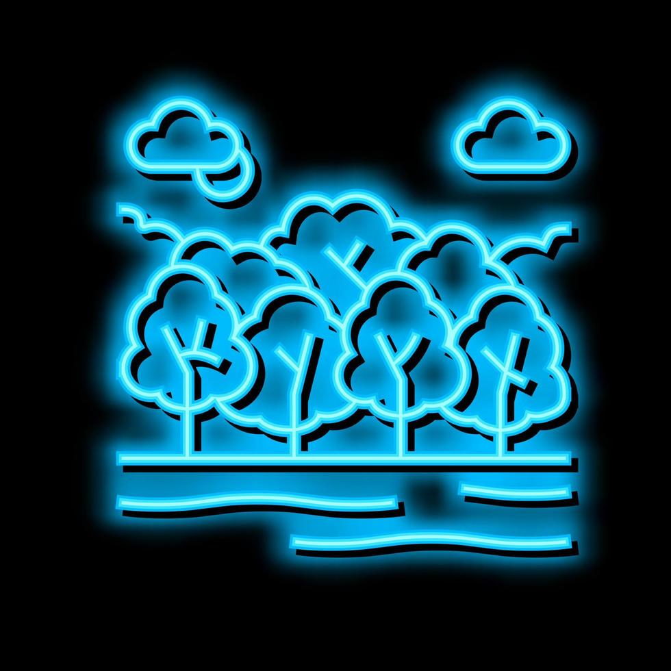 laubabwerfend Wälder Neon- glühen Symbol Illustration vektor