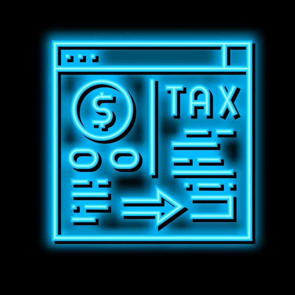 betalning av skatter och avgifter neon glöd ikon illustration vektor