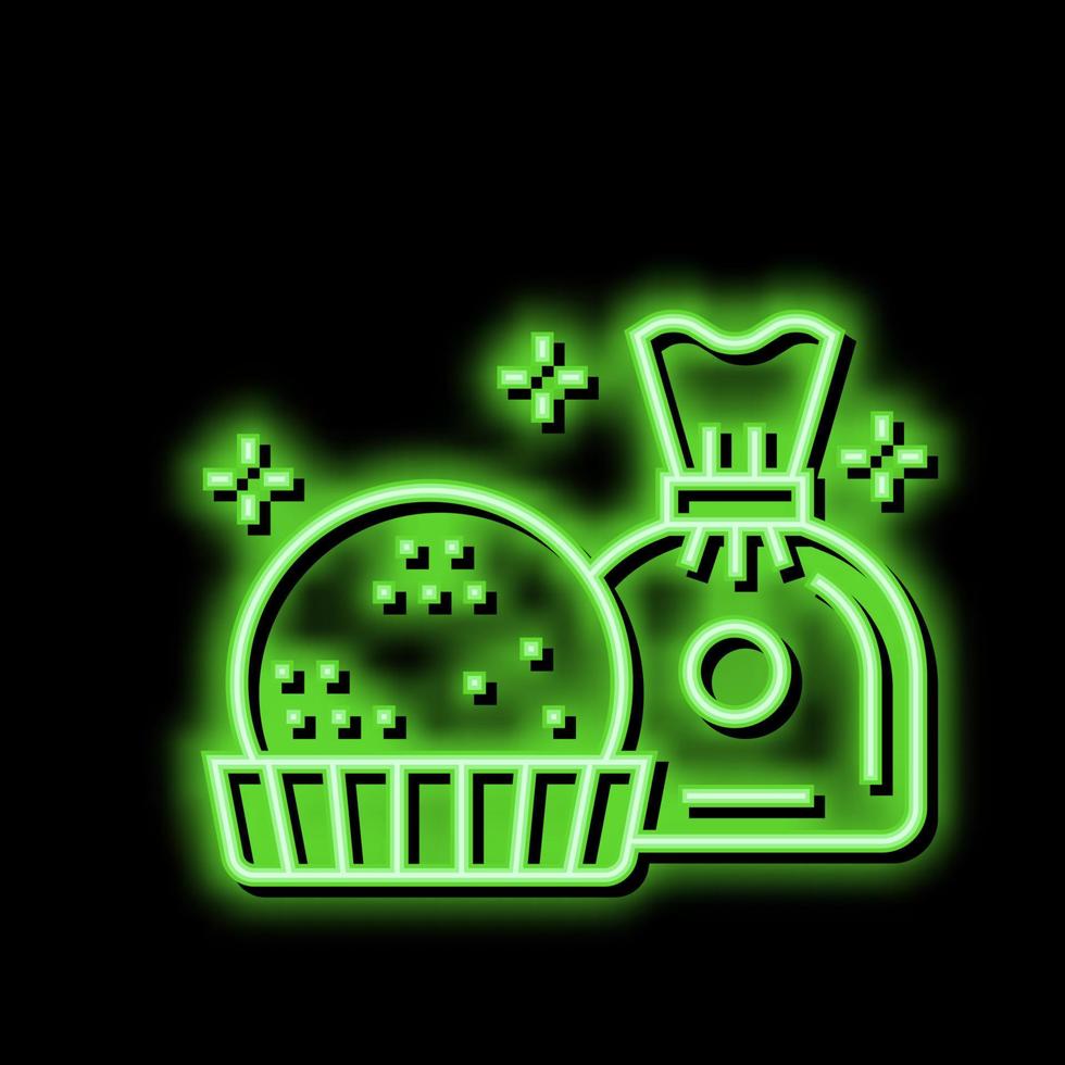 choklad godis i sfärisk form neon glöd ikon illustration vektor