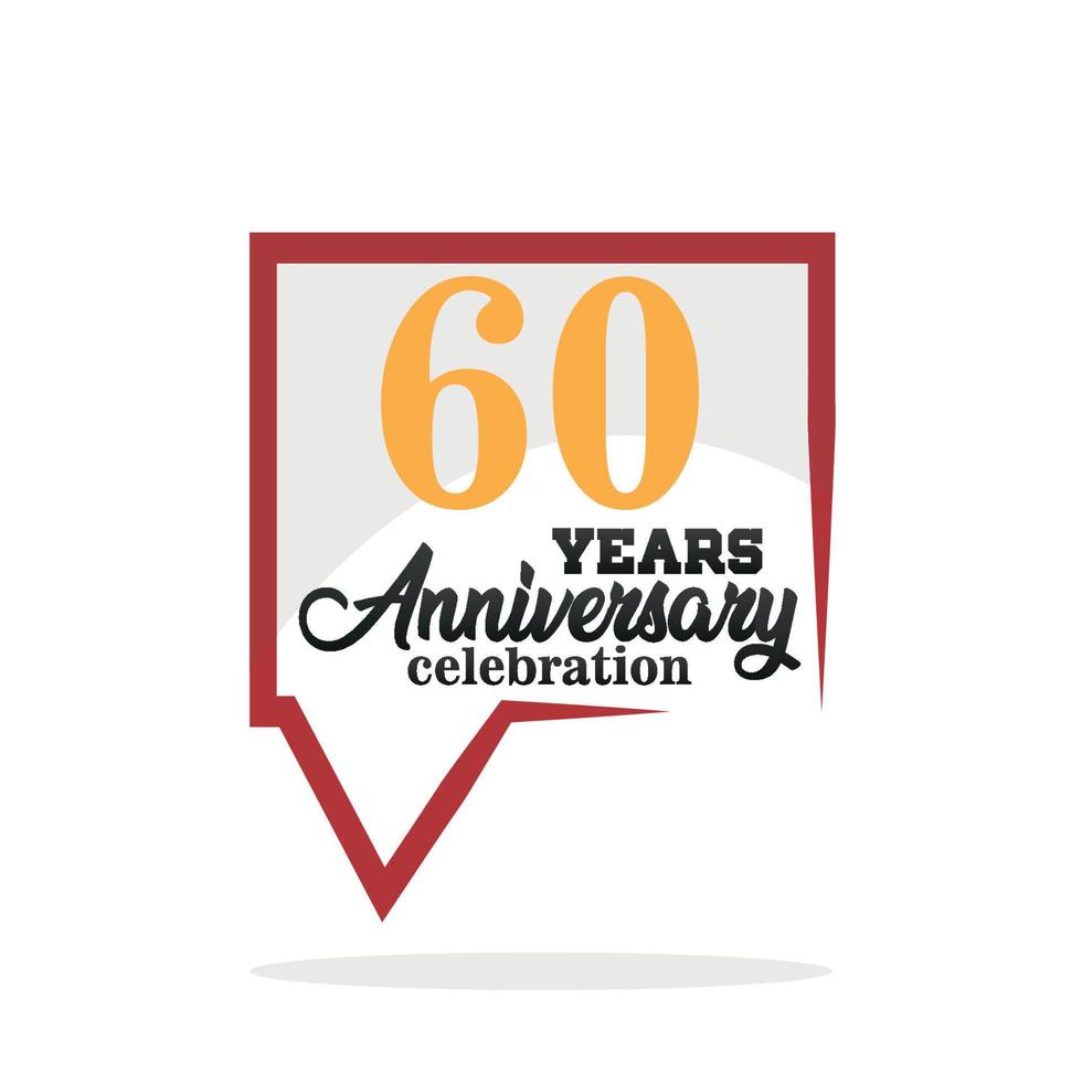 60 år årsdag firande årsdag logotyp med Tal bubbla på vit bakgrund vektor design för firande inbjudan kort och hälsning kort