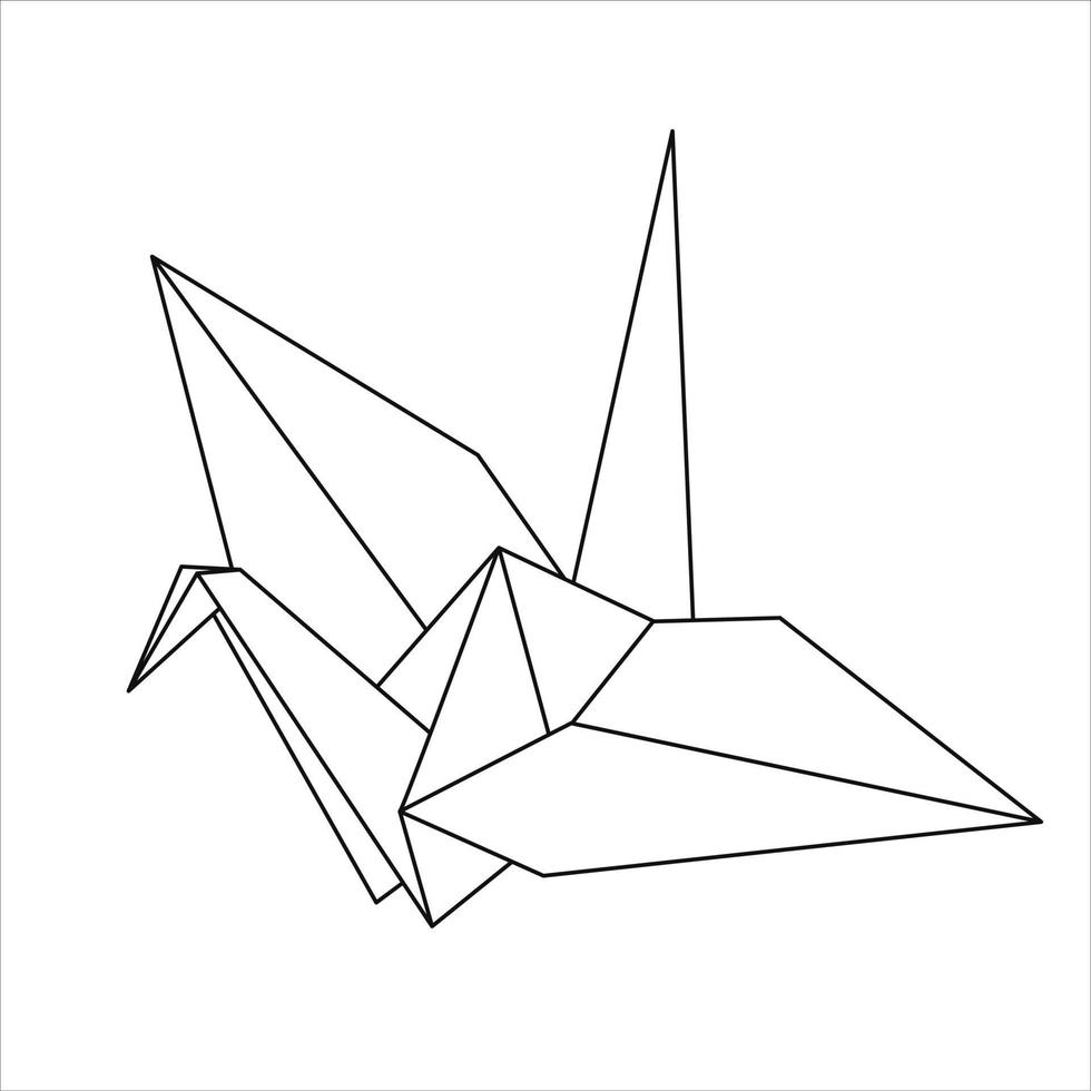 Vektorillustration des Origami-Vogels in Umrissform. vektor