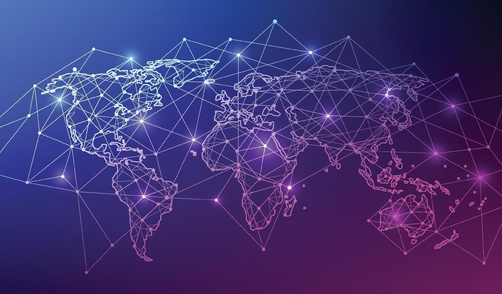 global nätverksanslutning. världskarta punkt och linje sammansättning koncept för global verksamhet. vektor illustration