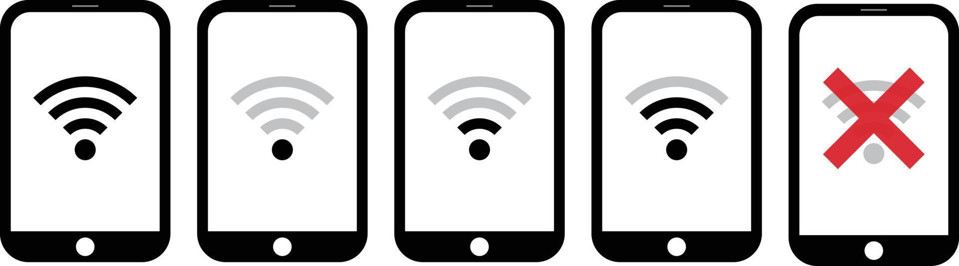 ikon uppsättning för smartphone Wi-Fi förbindelse miljö. vektor