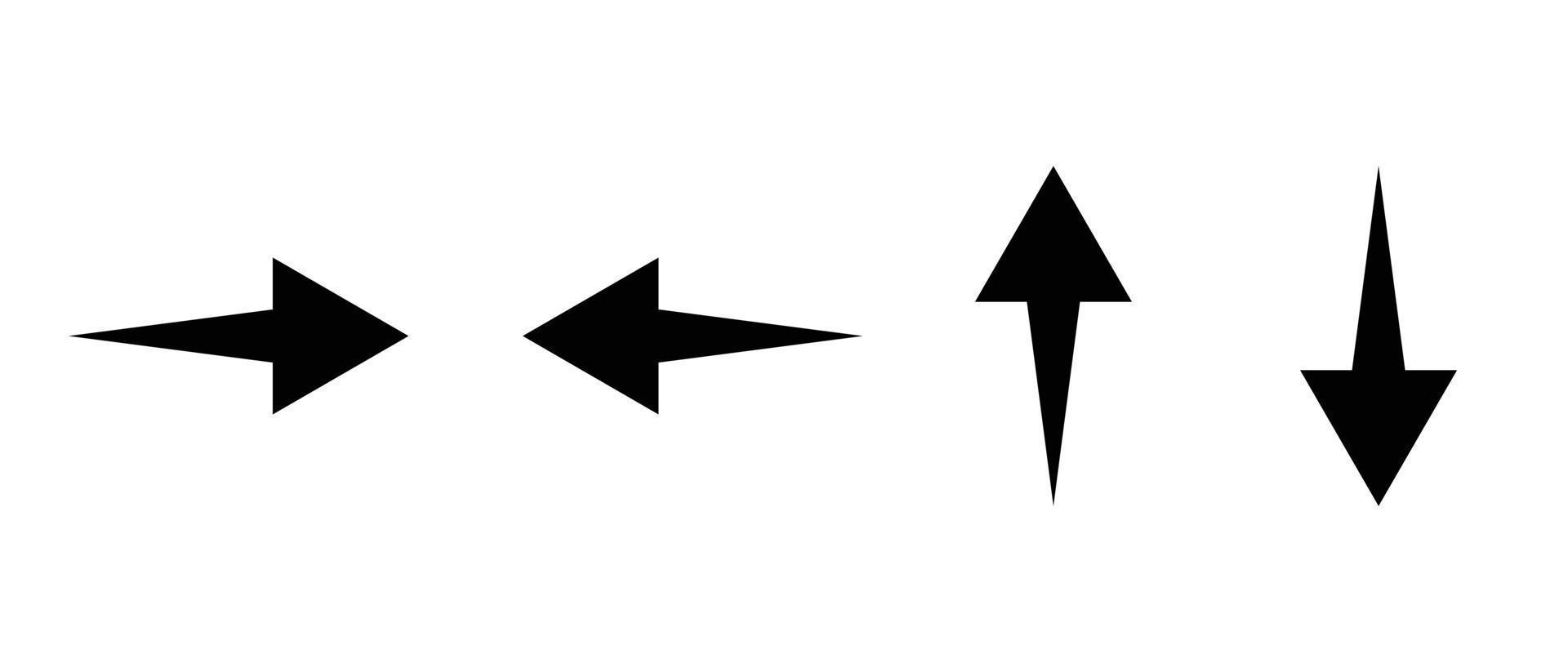 Kopf runter, links und richtig Pfeil Symbol Satz. Vektor. vektor