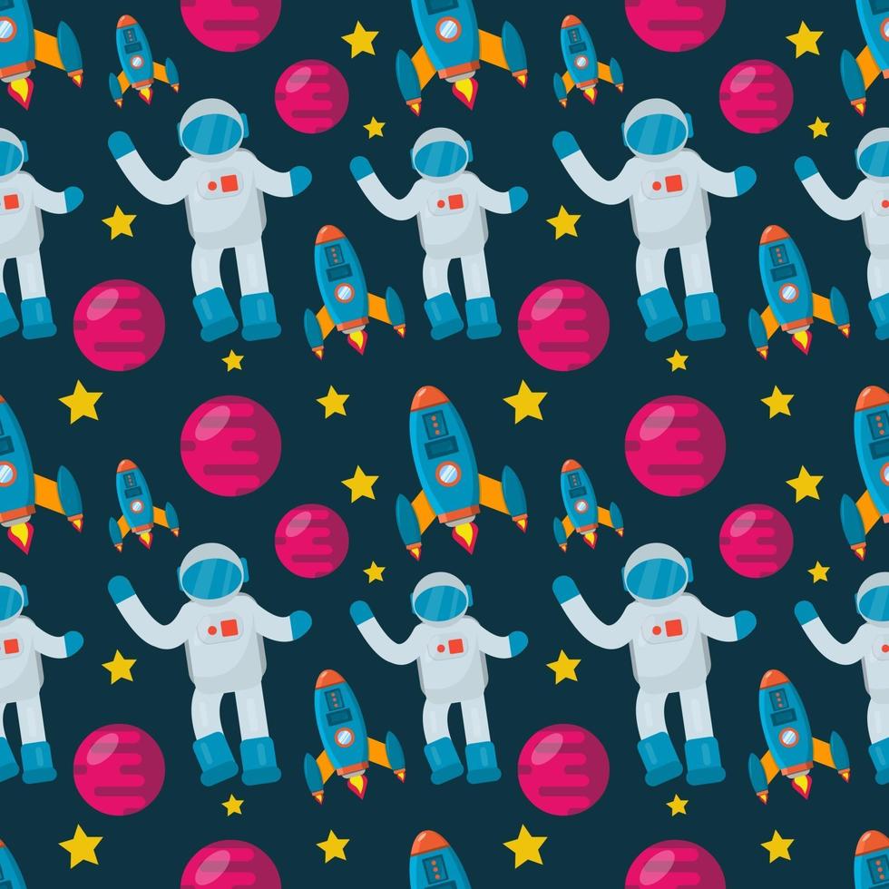 Astronaut mit Raumschiff nahtlos Muster Illustration Hintergrund vektor