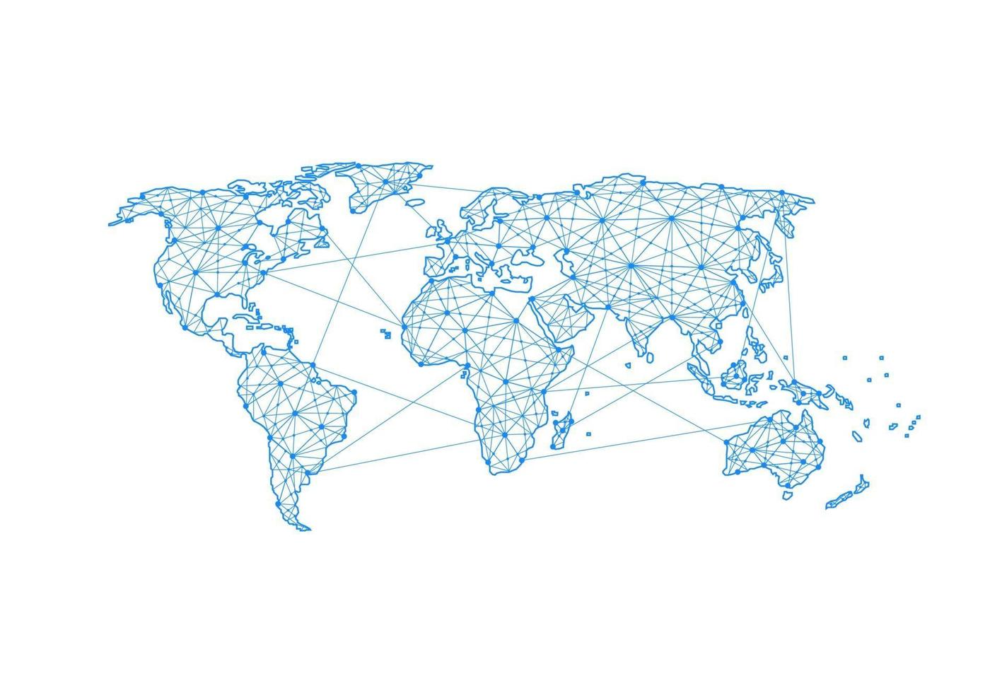 global nätverksanslutning. världskarta punkt och linje sammansättning koncept för global verksamhet. vektor illustration