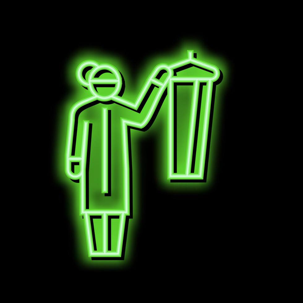 klä på sig vård i hemmet service neon glöd ikon illustration vektor