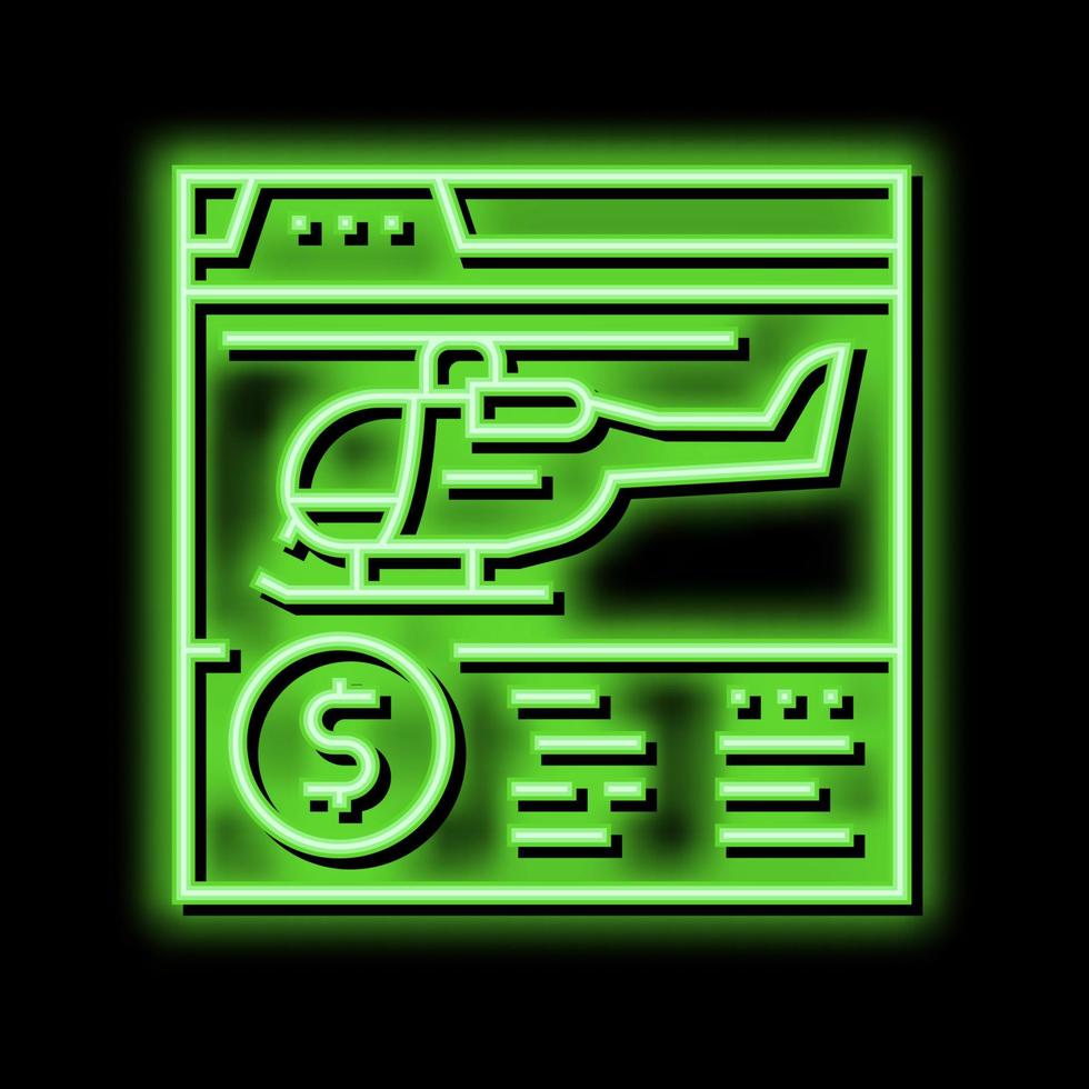 Kauf Hubschrauber online Neon- glühen Symbol Illustration vektor