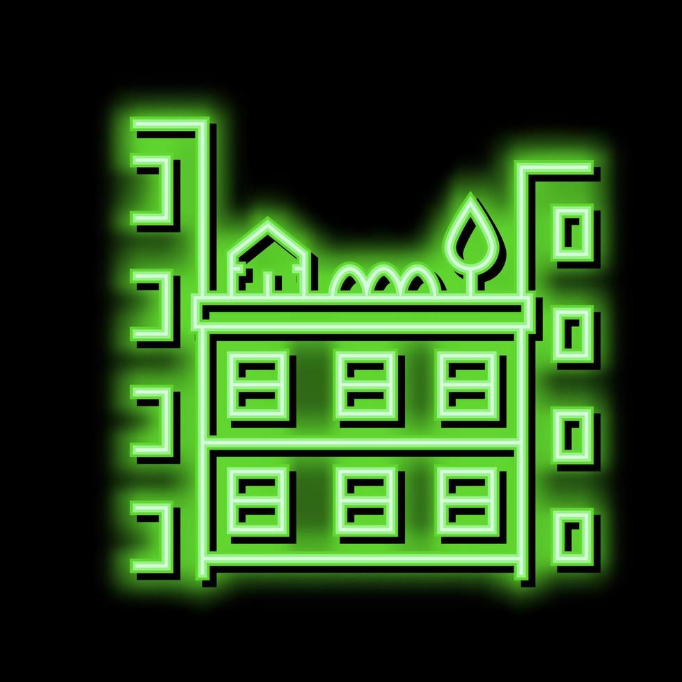 Wachstum Pflanze auf Gebäude Dach Neon- glühen Symbol Illustration vektor