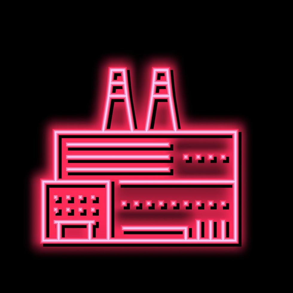 fabrik växt byggnad neon glöd ikon illustration vektor