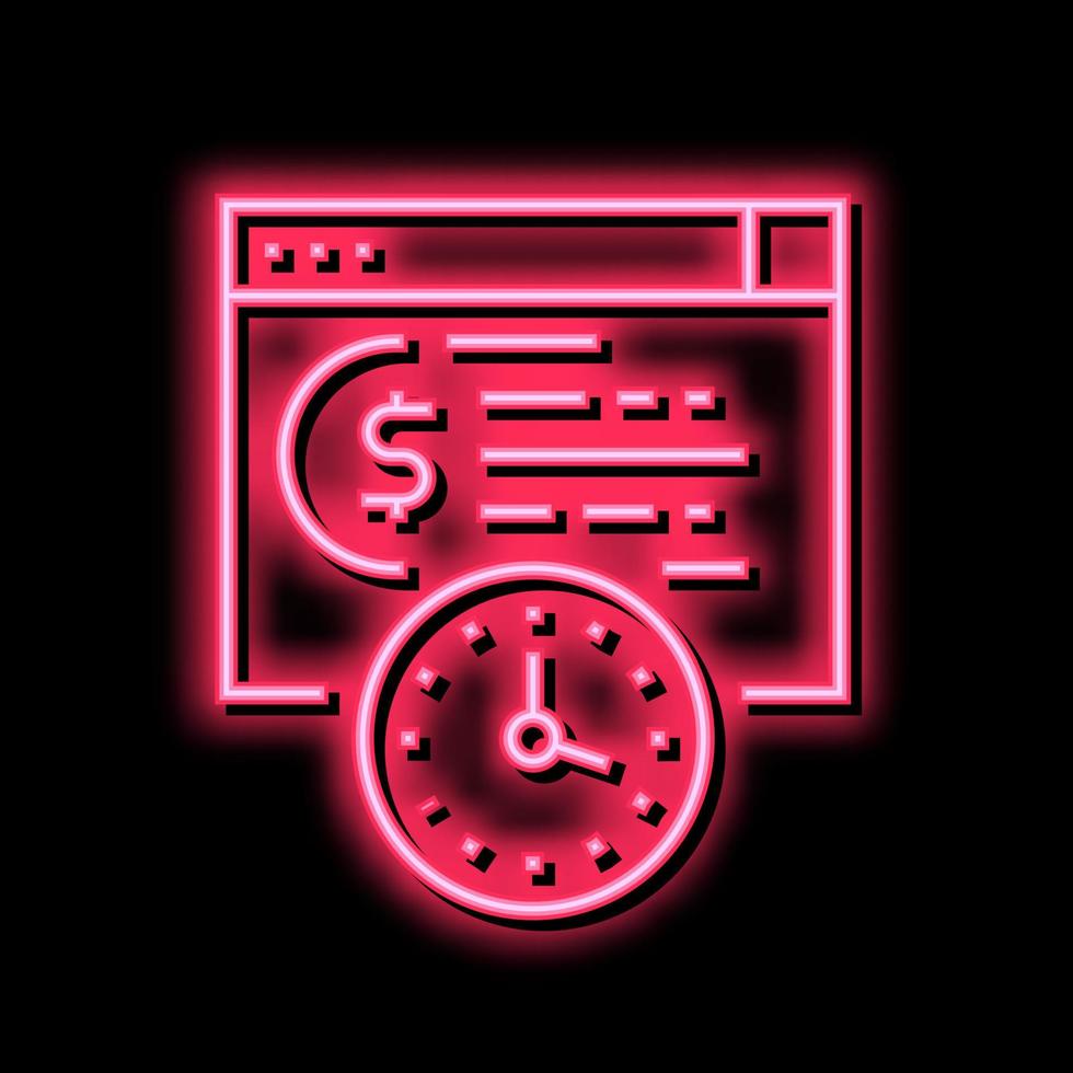 Zeit zum Zahlen Darlehen Neon- glühen Symbol Illustration vektor