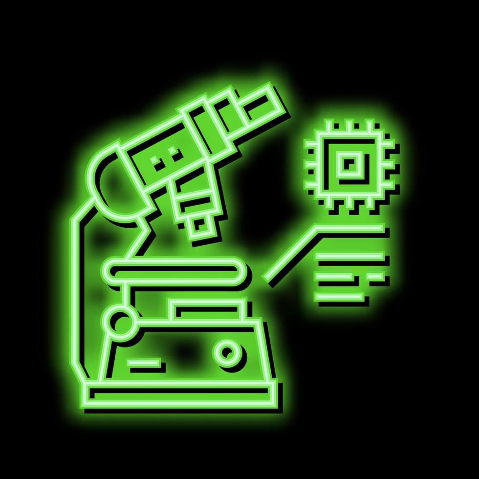 recherchieren Mikroskop Halbleiter Herstellung Neon- glühen Symbol Illustration vektor