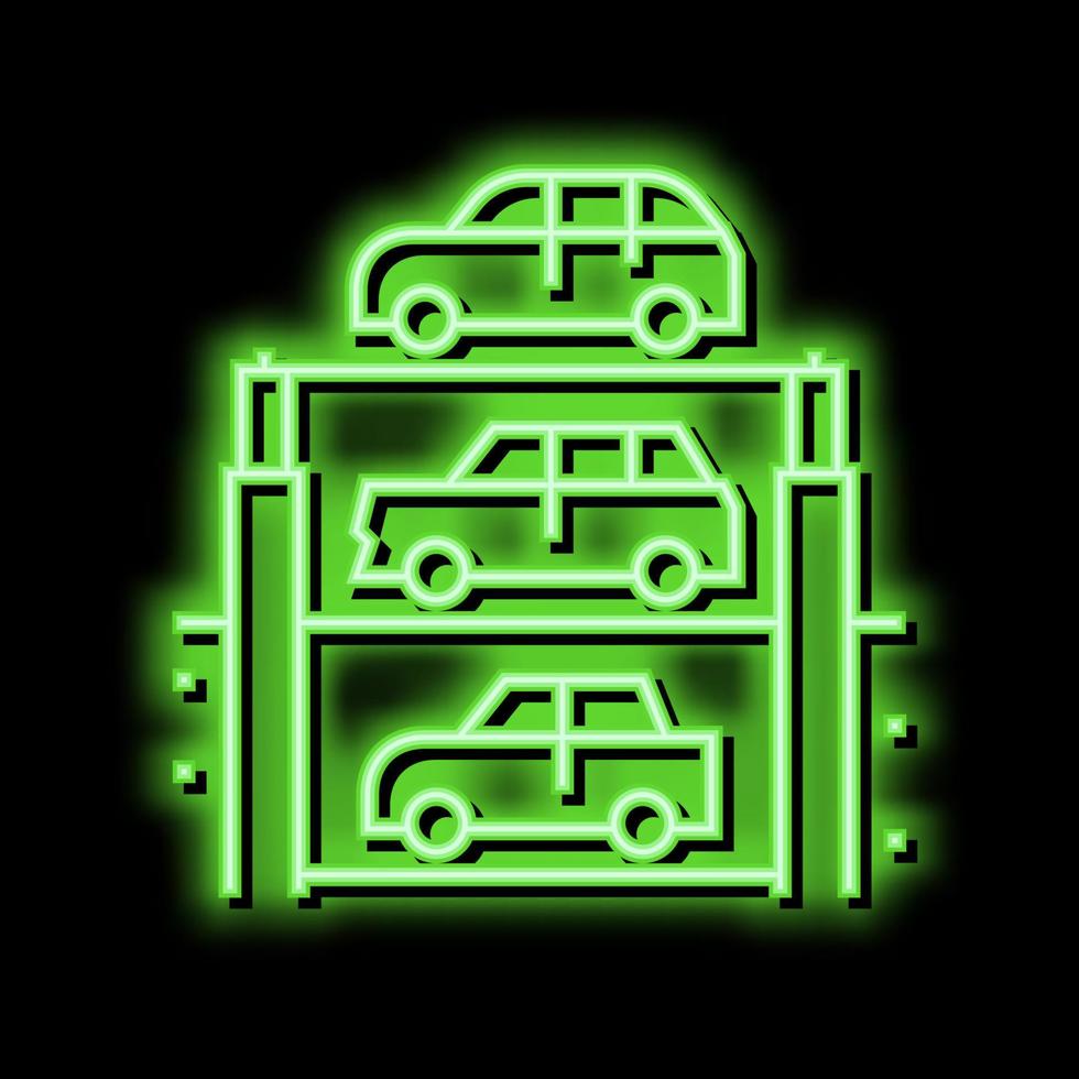 hiss flernivå Utrustning parkering neon glöd ikon illustration vektor