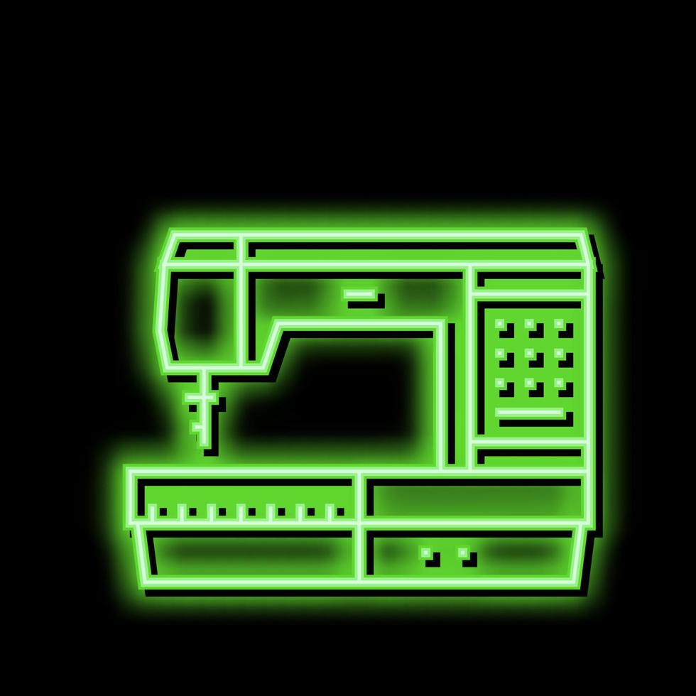 sömnad maskin textil- Utrustning neon glöd ikon illustration vektor