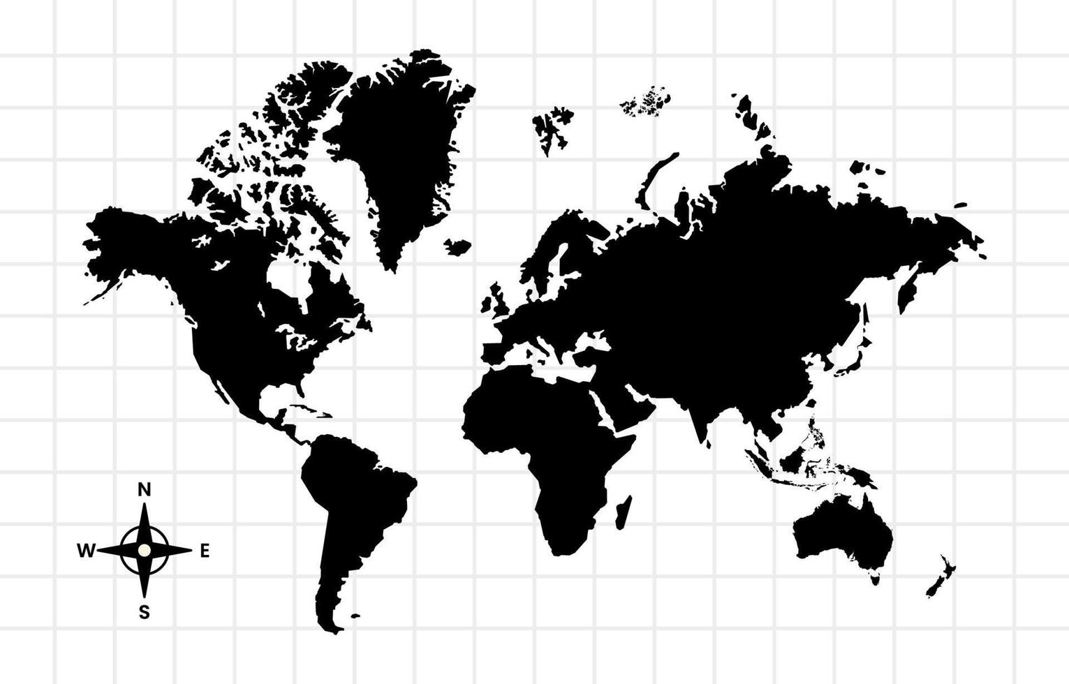 einfach schwarz und Weiß Welt Karte Hintergrund vektor