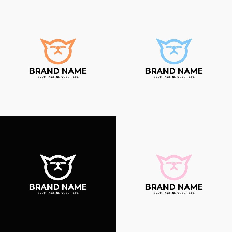 kreativa moderna linjekonst stil minimal katt huvud logo design koncept mall vektorillustration för djuraffär företag branding eller affärsstart vektor