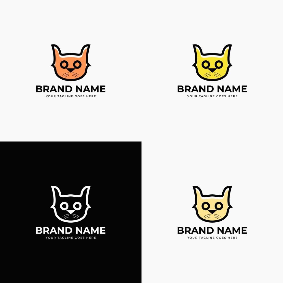 kreativa moderna linjekonst stil minimal katt huvud logo design koncept mall vektorillustration för djuraffär företag branding eller affärsstart vektor