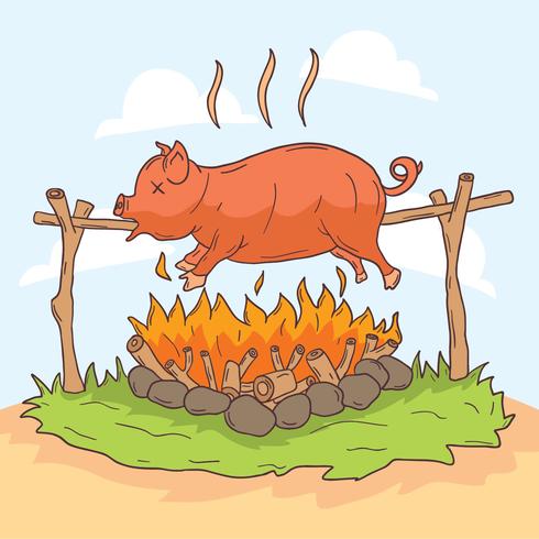 Karikatur-Schwein-Braten-Vektor vektor