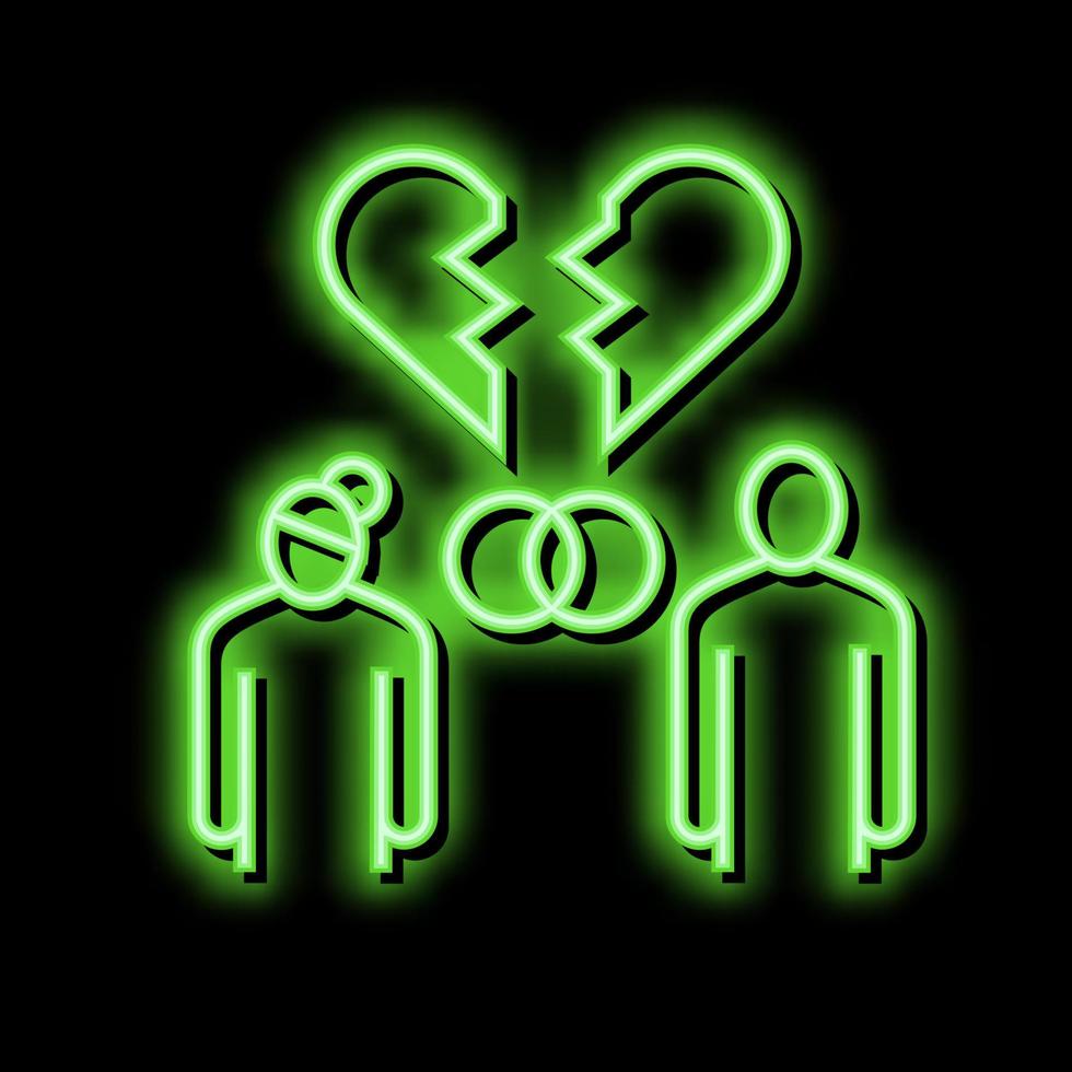 Scheidung Gesetz Wörterbuch Neon- glühen Symbol Illustration vektor