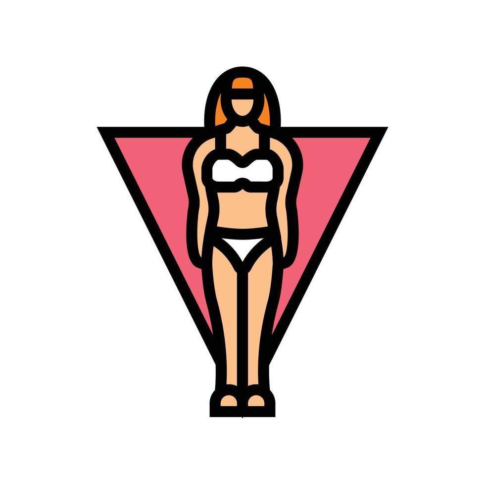 omvänd triangel kvinna kropp typ Färg ikon vektor illustration