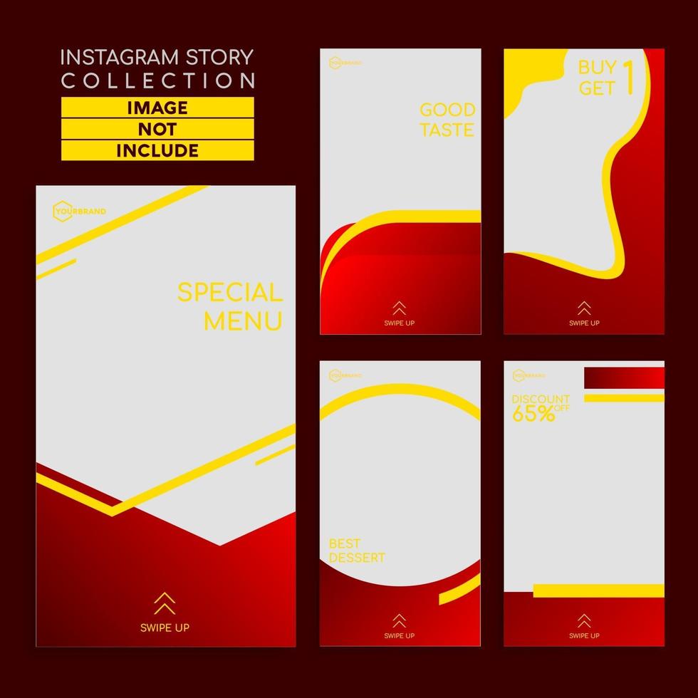 minimalistische Lebensmittelkarte Social Media Geschichten Vorlage vektor