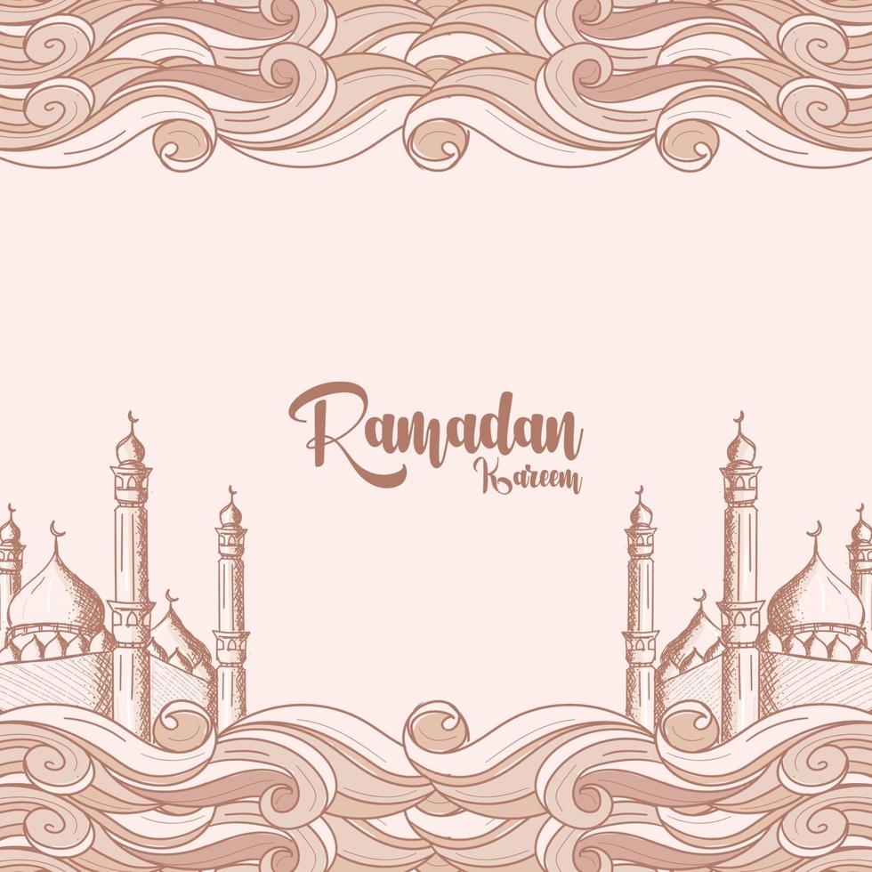 Ramadan Kareem mit Hand gezeichneten islamischen Ornament Illustration Hintergrund vektor