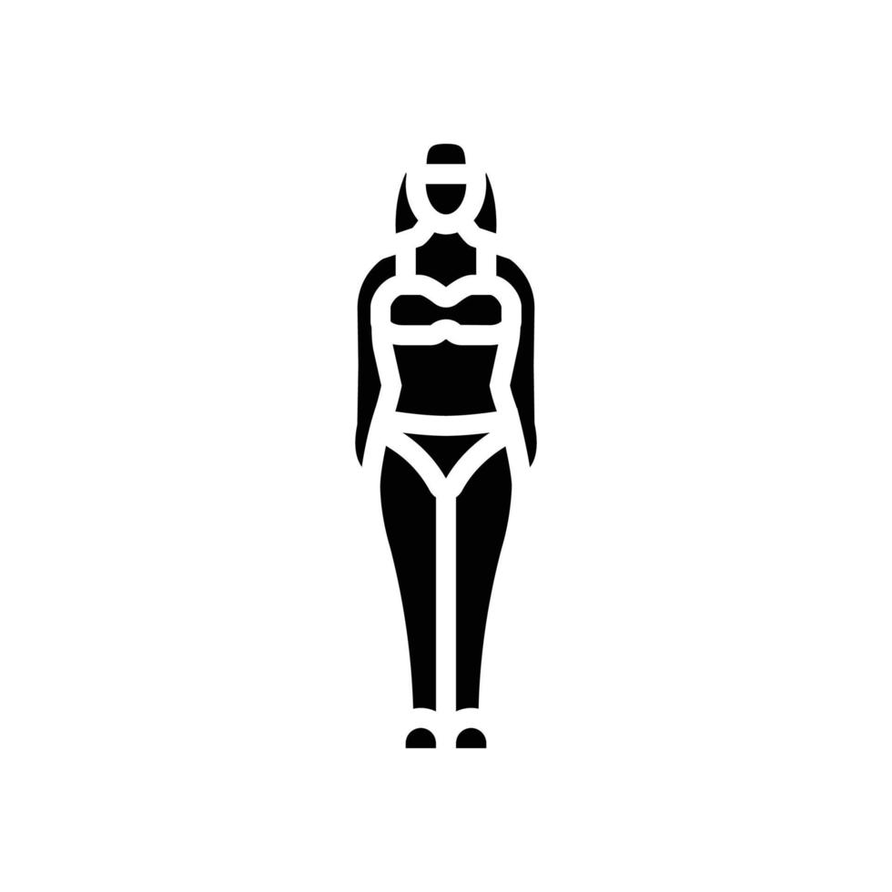 mesomorph weiblich Körper Art Glyphe Symbol Vektor Illustration