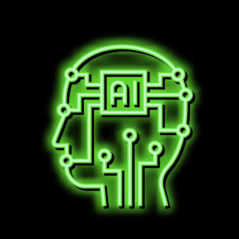 artificiell intelligens teknologi neon glöd ikon illustration vektor