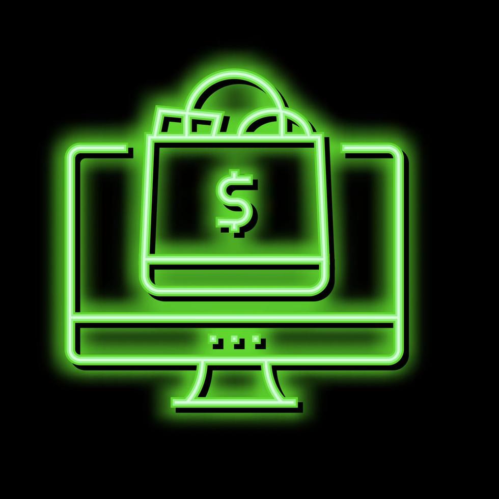 Kauf Produkte Korb von online Geschäft Neon- glühen Symbol Illustration vektor