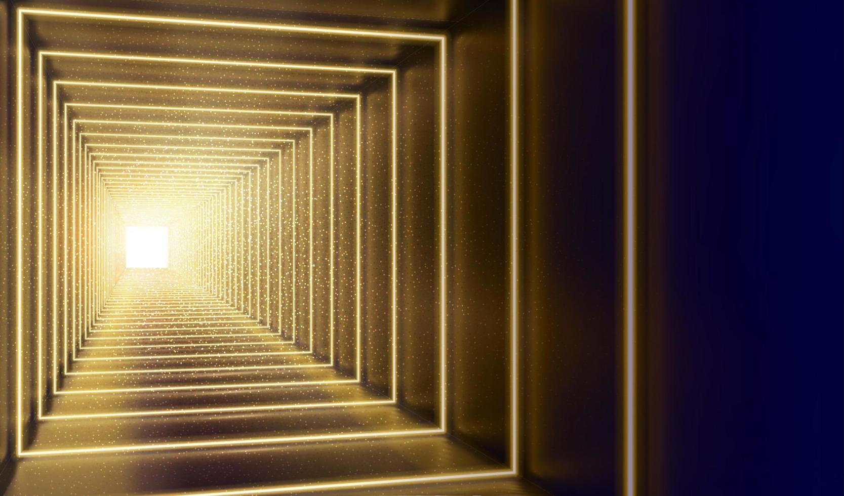 3d glamourös Gold Neon- Licht Tunnel. geeignet zum Luxus kosmetisch Produkt Anzeige verwenden. vektor