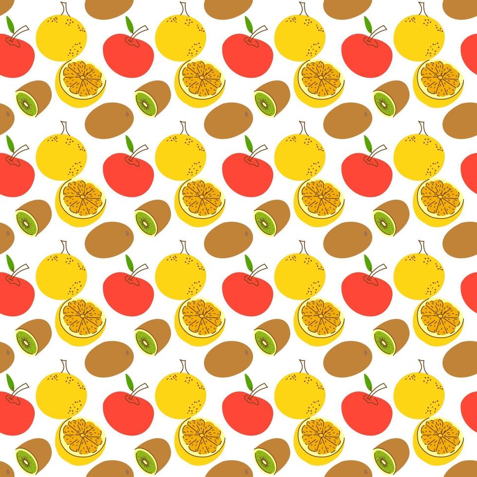 Muster mit Elementfrüchten. nahtloses Muster mit orange und Kiwi-Vektorillustration, vektor