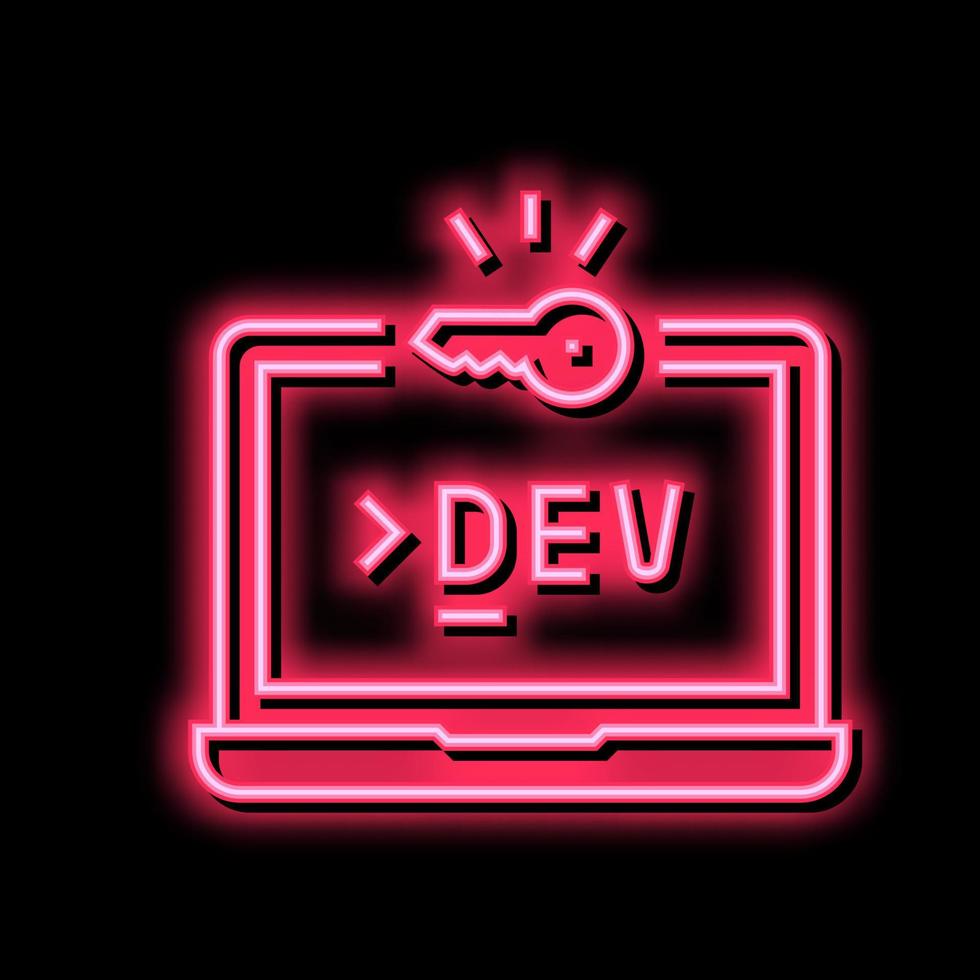 utveckling dator programvara neon glöd ikon illustration vektor