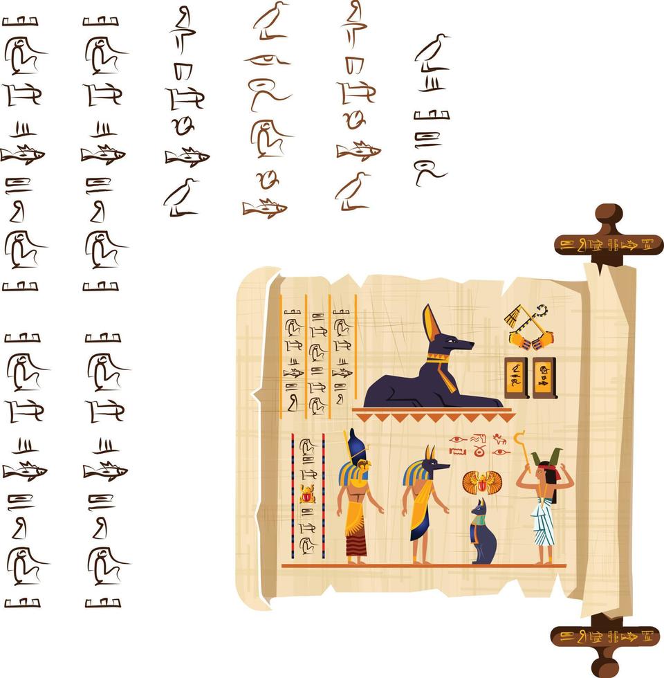 gammal egypten papyrus skrolla tecknad serie vektor