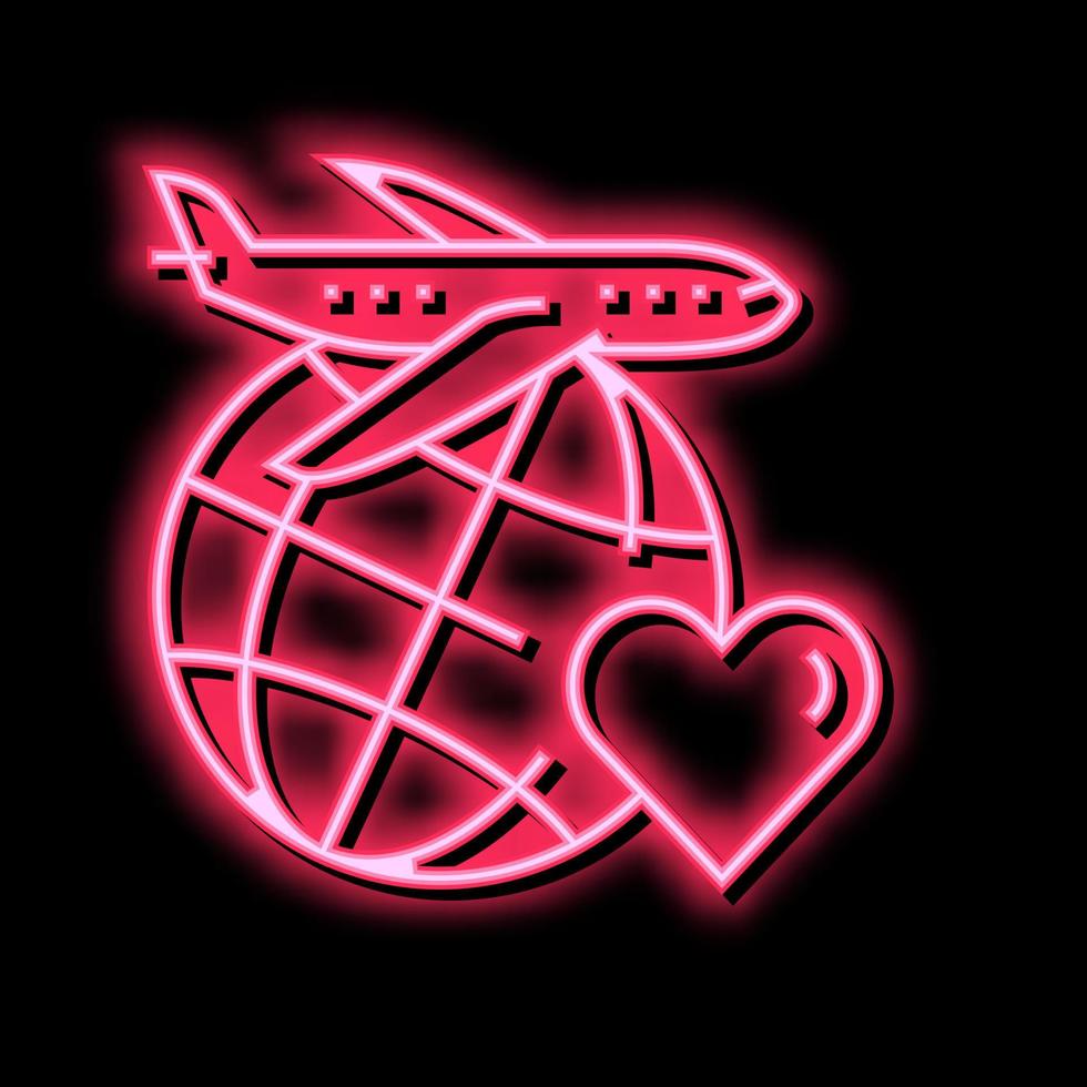 Flugzeug und Gepäck Reise Neon- glühen Symbol Illustration vektor