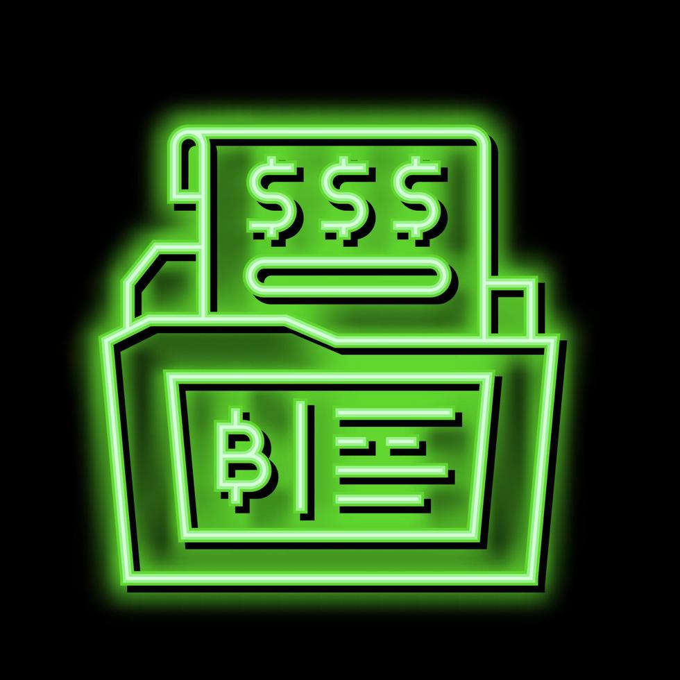 finansiell Rapportera digital mynt neon glöd ikon illustration vektor