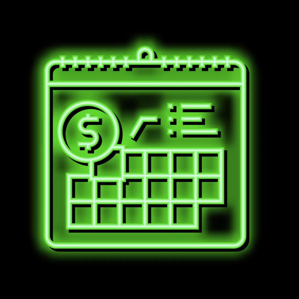 datum för betalning prenumeration neon glöd ikon illustration vektor