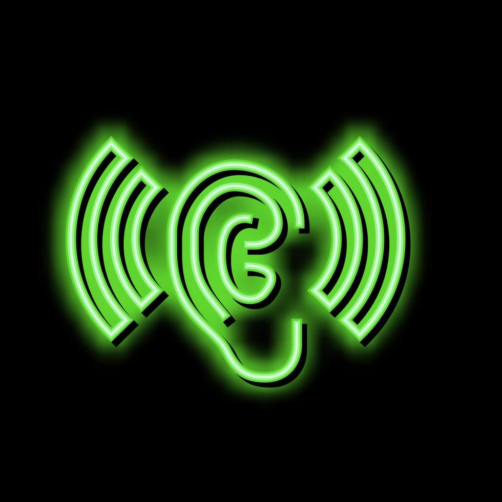 lyssnande och hörsel ljud neon glöd ikon illustration vektor